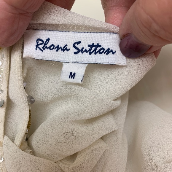 Rhona Sutton Cream Embellished Swim Coverup - Picture 10 of 12